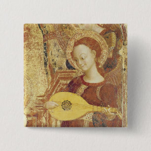 Virgin and Child Enthroned with six angels 15 Cm Square Badge