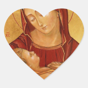 virgin and child heart sticker