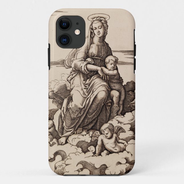 Virgin and Child in the Clouds Case-Mate iPhone Case (Back)