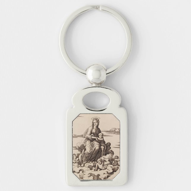 Virgin and Child in the Clouds Key Ring (Front)