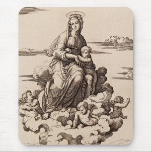Virgin and Child in the Clouds Mouse Pad