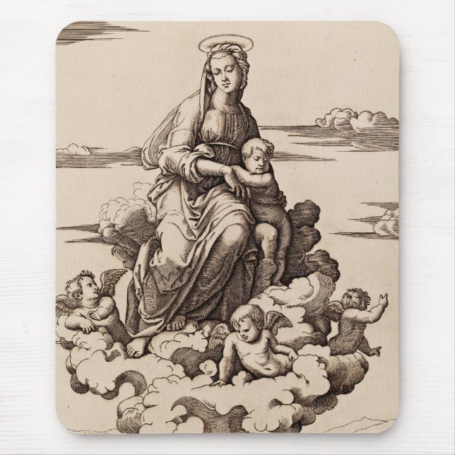 Virgin and Child in the Clouds Mouse Pad (Front)