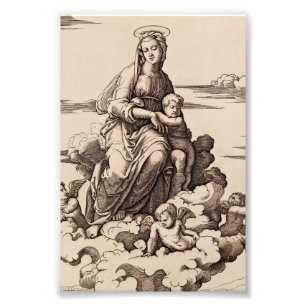 Virgin and Child in the Clouds Photo Print