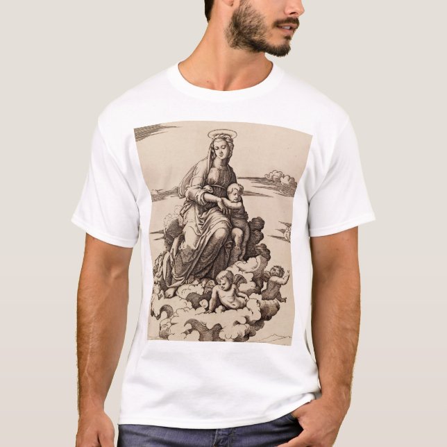 Virgin and Child in the Clouds T-Shirt (Front)