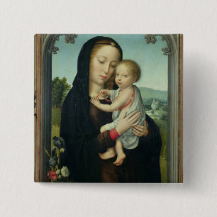Virgin and Child (oil on panel) 15 Cm Square Badge