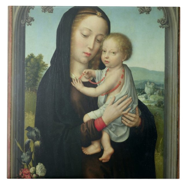 Virgin and Child (oil on panel) Ceramic Tile (Front)