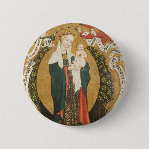 Virgin and Child on a Crescent Moon from Destna 6 Cm Round Badge