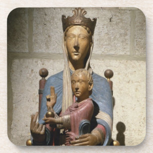 Virgin and Child, (polychrome wood) Coaster
