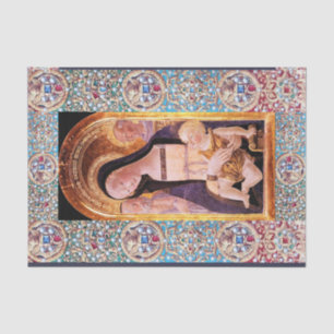 VIRGIN AND CHILD ,SAINTS,ANGELS WITH PRECIOUS GEMS TISSUE PAPER