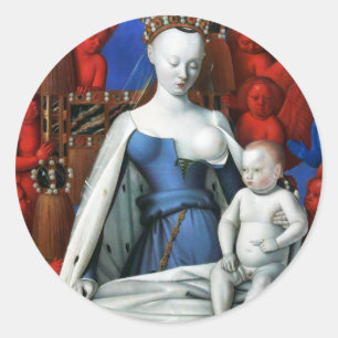 Virgin and Child surrounded by Angels - Fouquet Classic Round Sticker