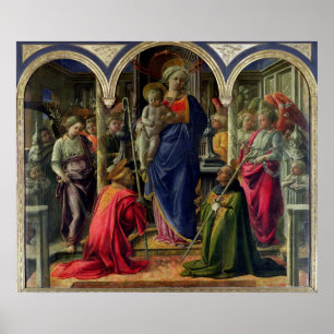 Virgin and Child surrounded by Angels Poster