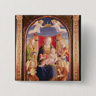 Virgin and Child with angel musicians and saints 15 Cm Square Badge