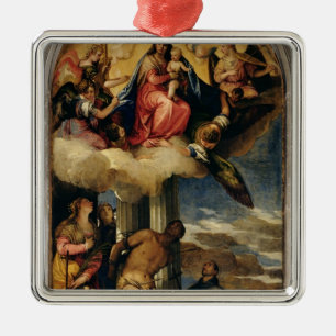 Virgin and Child with angel musicians and Saints Metal Tree Decoration