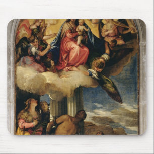 Virgin and Child with angel musicians and Saints Mouse Pad