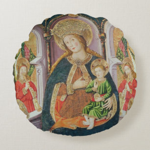 Virgin and Child with Angel Musicians Round Cushion