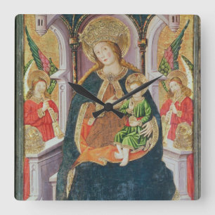 Virgin and Child with Angel Musicians Square Wall Clock