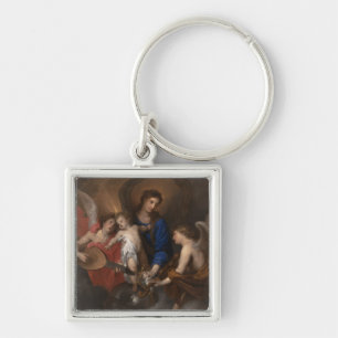 Virgin and Child with Music Making Angels Key Ring