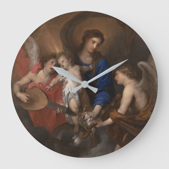 Virgin and Child with Music Making Angels Large Clock (Front)