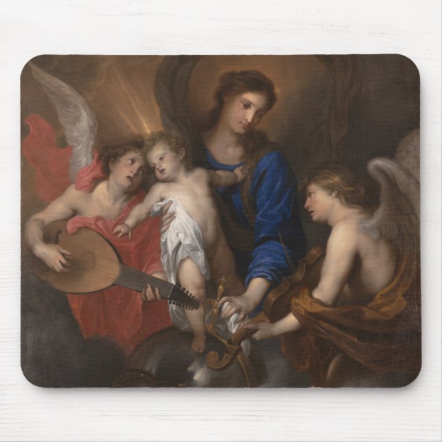 Virgin and Child with Music Making Angels Mouse Pad (Front)