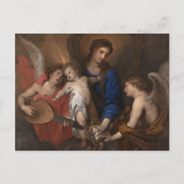 Virgin and Child with Music Making Angels Postcard (Front)
