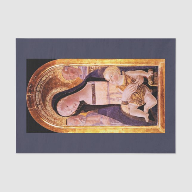 VIRGIN AND CHILD WITH SAINTS by Neroccio Christmas Tissue Paper (Front)