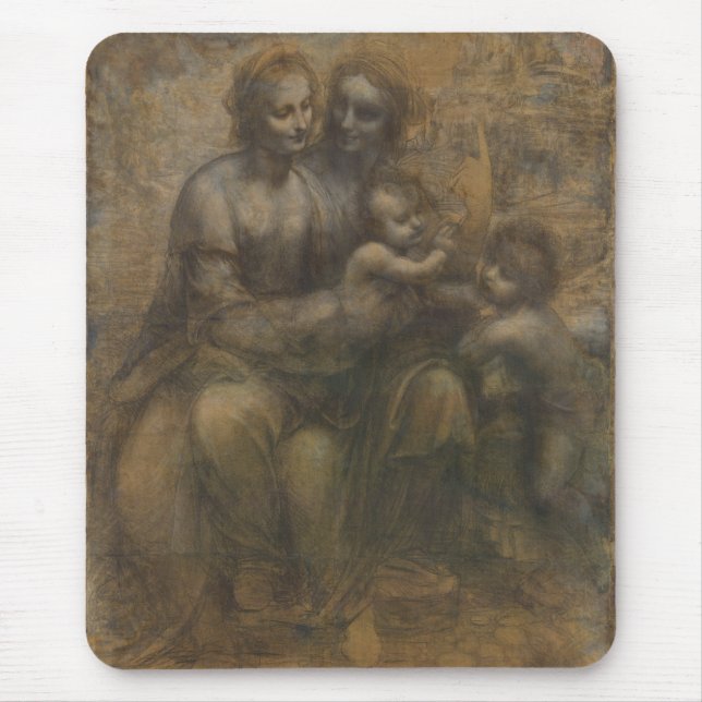 Virgin and Child with St Anne by Leonardo da Vinci Mouse Pad (Front)