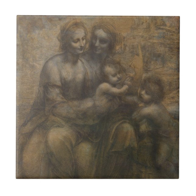 Virgin and Child with St Anne by Leonardo da Vinci Tile (Front)