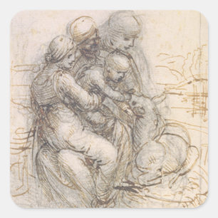 Virgin and Child with St. Anne, c.1501-10 (pen and Square Sticker