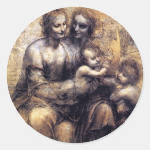 Virgin and Child with St. Anne sketch Classic Round Sticker