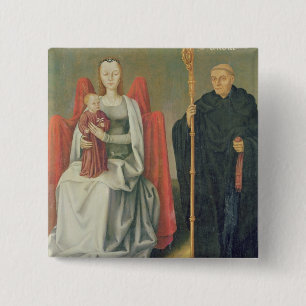 Virgin and Child with St. Benedict 15 Cm Square Badge