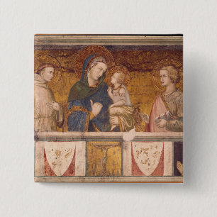 Virgin and Child with St. Francis and St. John 15 Cm Square Badge