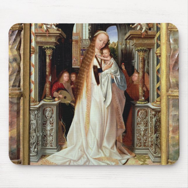 Virgin and Child with Three Angels, central panel Mouse Pad (Front)