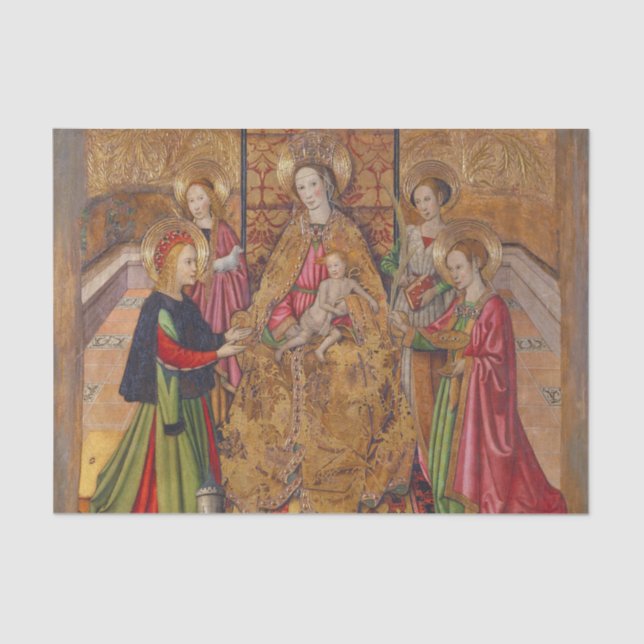 Virgin and Saints by Jaume Huguet Tissue Paper (Front)
