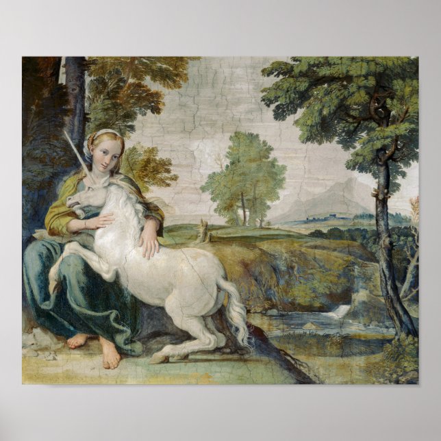 Virgin and Unicorn – Domenichino Palazzo Farnese Poster (Front)