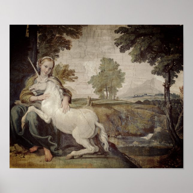 Virgin and Unicorn – Domenichino Palazzo Farnese Poster (Front)