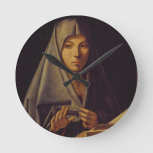 Virgin Annunciate (oil on panel) Round Clock