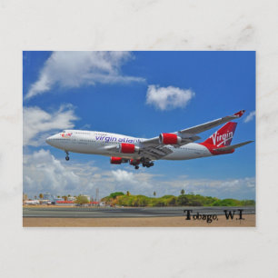 Virgin Atlantic Landing In Tobago Postcard