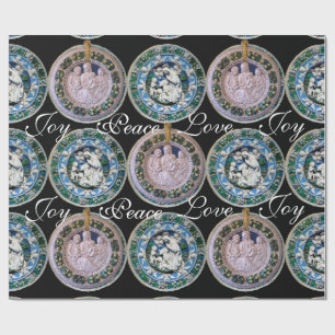 VIRGIN,CHILD AND ANGELS, NATIVITY CHRISTMAS ROUNDS WRAPPING PAPER