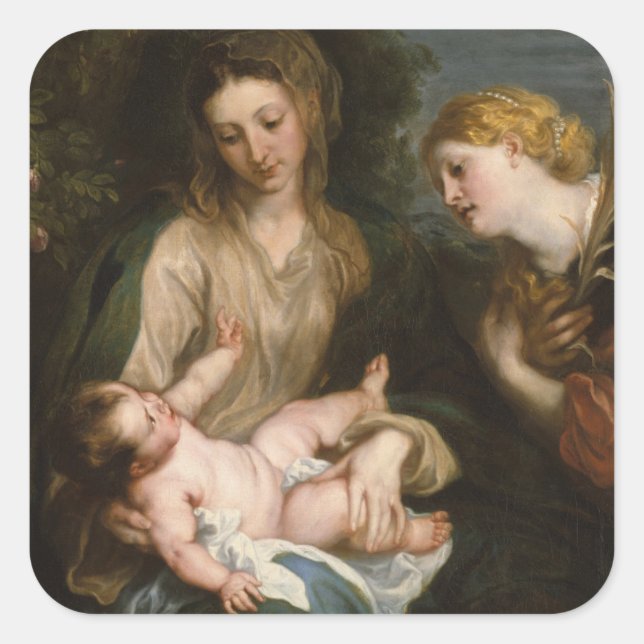 Virgin & Child with Saint Catherine of Alexandria Square Sticker (Front)