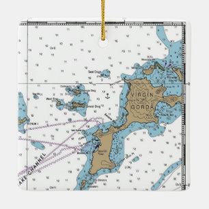 Virgin Gorda BVI Chart Ceramic Ornament