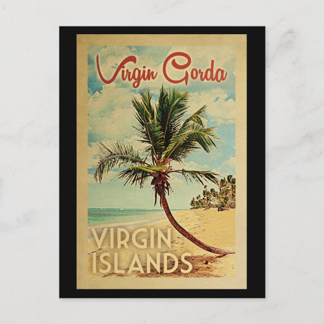 Virgin Gorda Palm Tree Vintage Travel Postcard (Front)