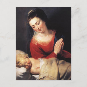 Virgin in Adoration before the Christ Child Postcard