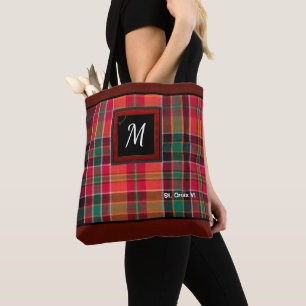 Virgin Islands Flag St. Croix USVI Monogram Madras Tote Bag