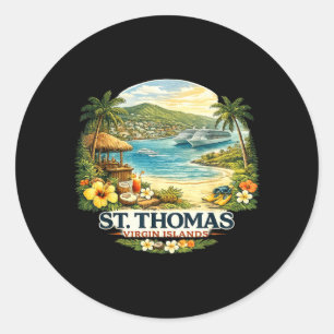 Virgin Islands Gift St John Thomas Vintage Travel Classic Round Sticker