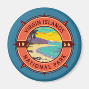 Virgin Islands National Park Retro Compass Emblem Magnet