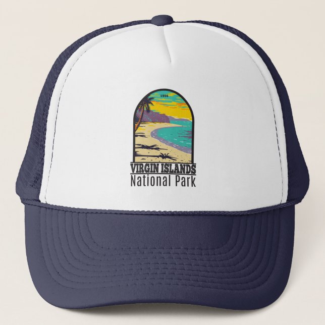 Virgin Islands National Park Trunk Bay Beach  Trucker Hat (Front)