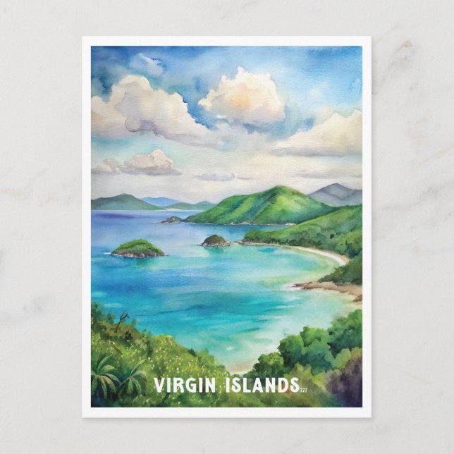 Virgin Islands National Park Watercolor Painting Postcard (Front)
