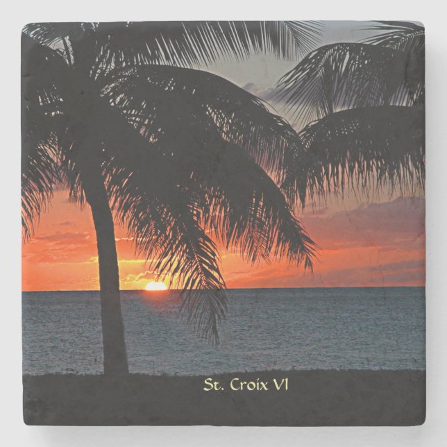 Virgin Islands St. Croix Sunset USVI Personalise  Stone Coaster (Front)