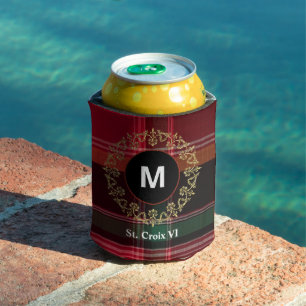 Virgin Islands St. Croix USVI Madras Pattern Can Cooler