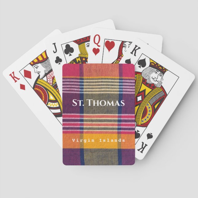 Virgin Islands St. Thomas Madras Plaid Pattern Playing Cards (Back)
